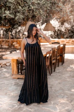 Robe à bretelles Gigi Stripe Noir
