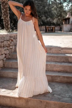 Robe à bretelles Gigi Stripe Ecru