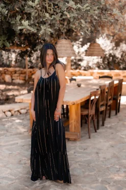 Robe à bretelles Gigi Stripe Noir