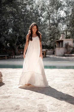 Robe à bretelles Gigi Stripe Ecru