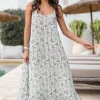 Robe à bretelles Madia Flower Mint