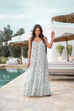 Robe à bretelles Madia Flower Mint