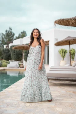 Robe à bretelles Madia Flower Mint