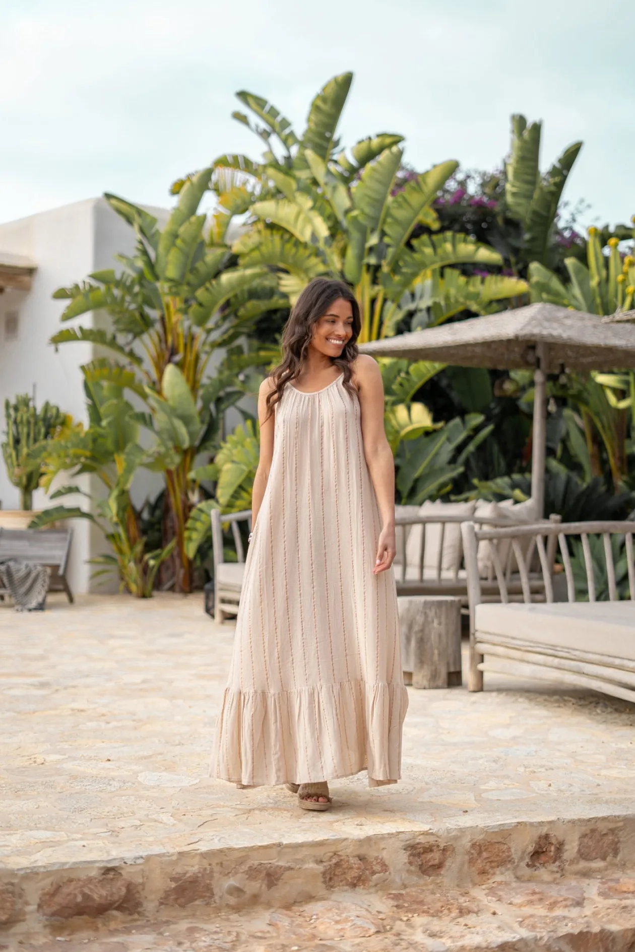 Robe à bretelles Madia Stripe Sand