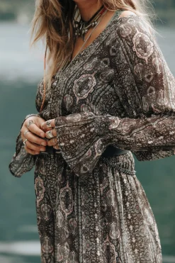 Robe à smocks imprimée Maya
