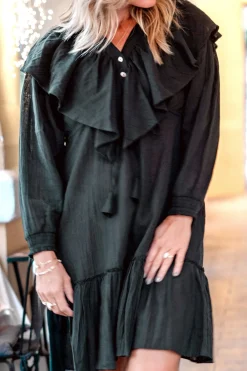 Robe courte à volants Sparkle Noir