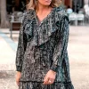 Robe courte à volants Sparkle Black Gold