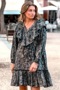 Robe courte à volants Sparkle Black Gold