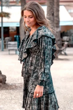 Robe courte à volants Sparkle Black Gold