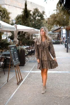 Robe courte à volants Sparkle Taupe Gold
