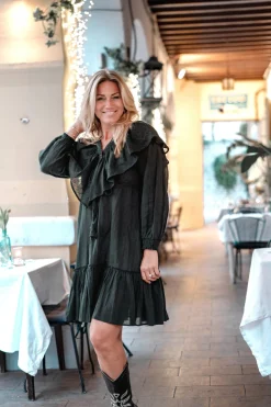Robe courte à volants Sparkle Noir