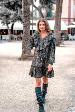 Robe courte à volants Sparkle Black Gold
