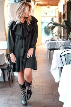 Robe courte à volants Sparkle Noir