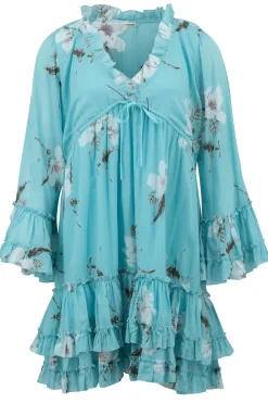 Robe courte Anna Bloom Turquoise