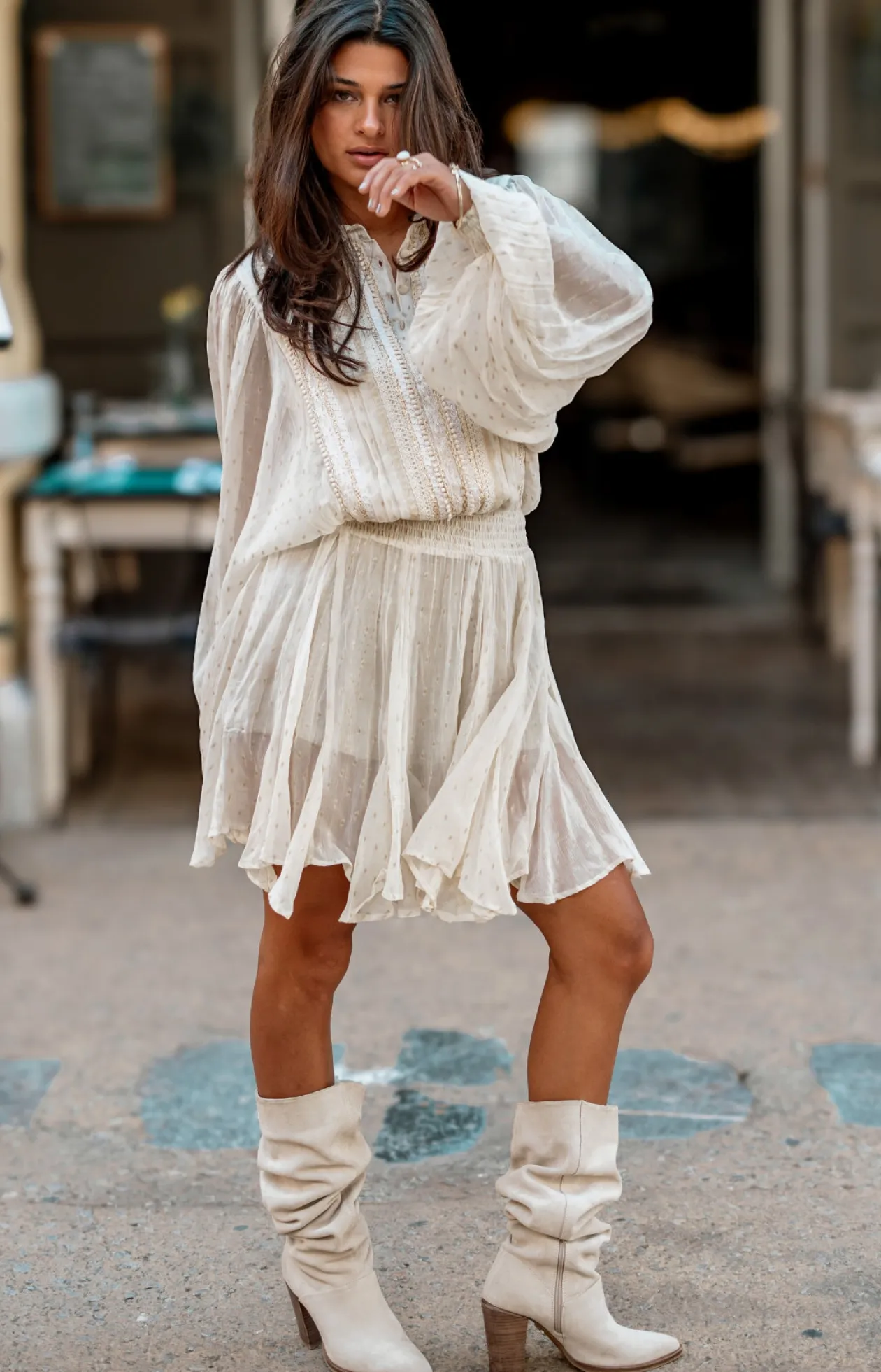 Robe courte Bliss Ecru