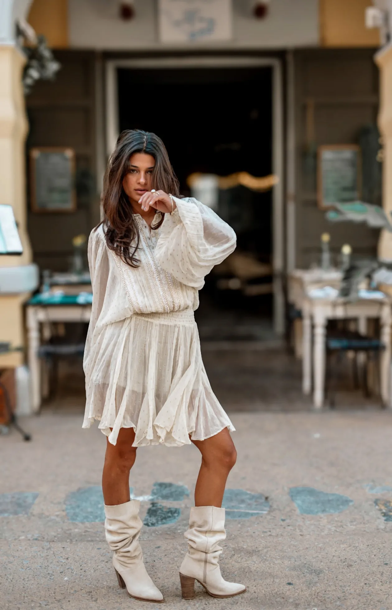 Robe courte Bliss Ecru