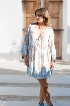 Robe courte Dantae Flower Impression bleu pâle
