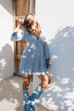 Robe courte Dantae Flower Bleu pâle