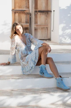 Robe courte Dantae Flower Impression bleu pâle