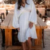 Robe courte Famme Ecru