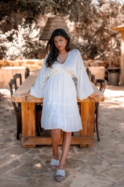 Robe courte Famme Ecru
