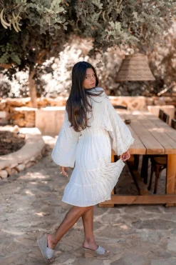 Robe courte Famme Ecru
