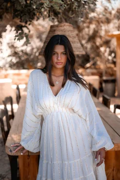 Robe courte Famme Ecru