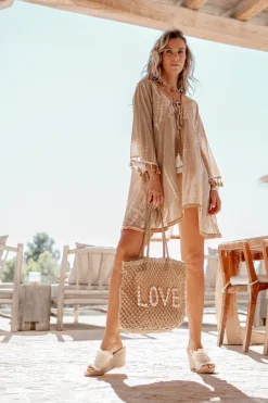 Robe courte Inessa Tie Dye Taupe