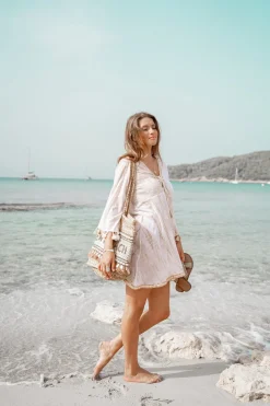 Robe courte Inessa Tie Dye Blanc/ taupe