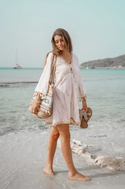 Robe courte Inessa Tie Dye Blanc/ taupe