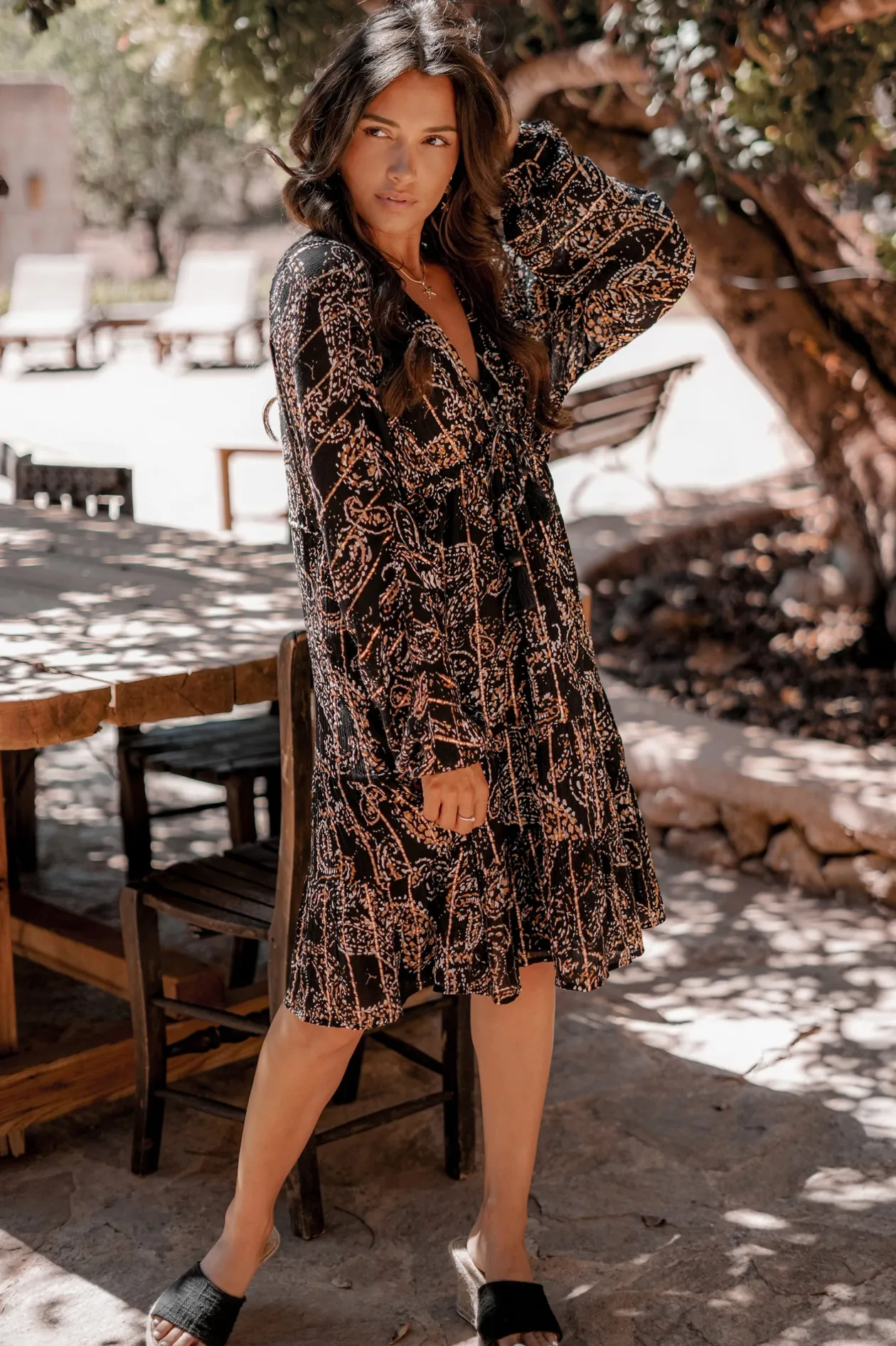 Robe courte Mio Paisley Noir