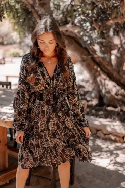Robe courte Mio Paisley Noir