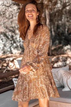 Robe courte Mio Paisley Taupe