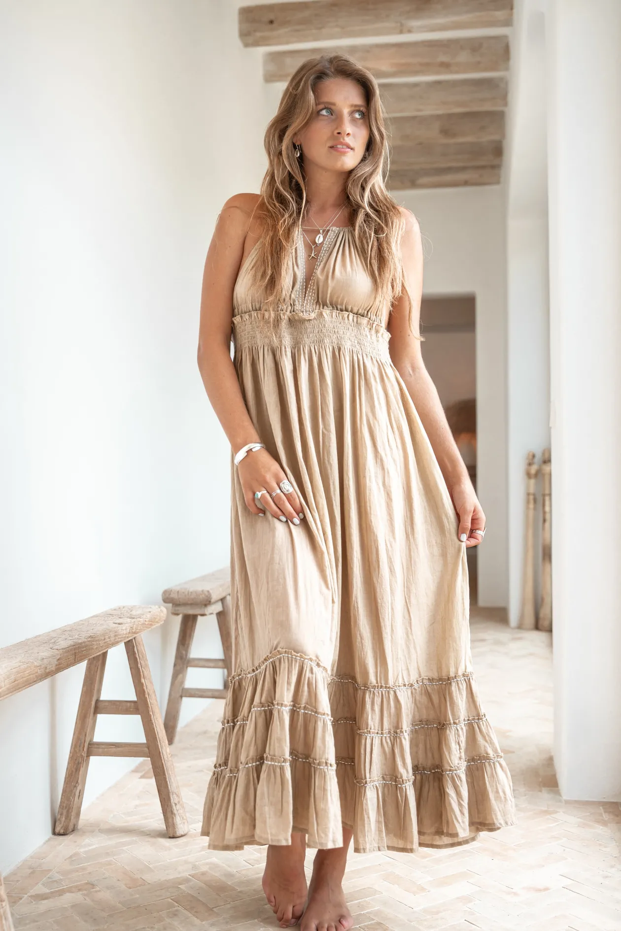 Robe dos nu Mila Taupe