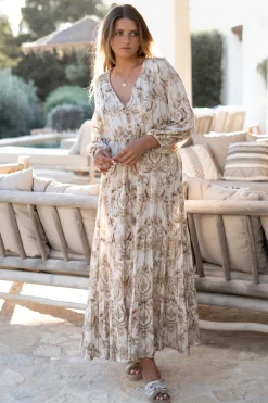 Robe Gloria Baroque Blanc Imprimé
