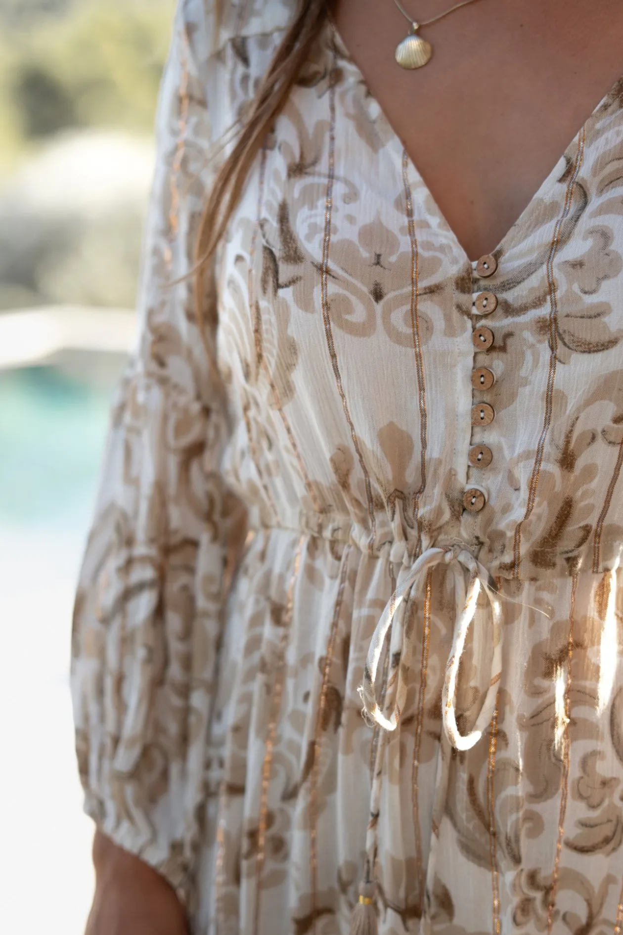 Robe Gloria Baroque Blanc Imprimé