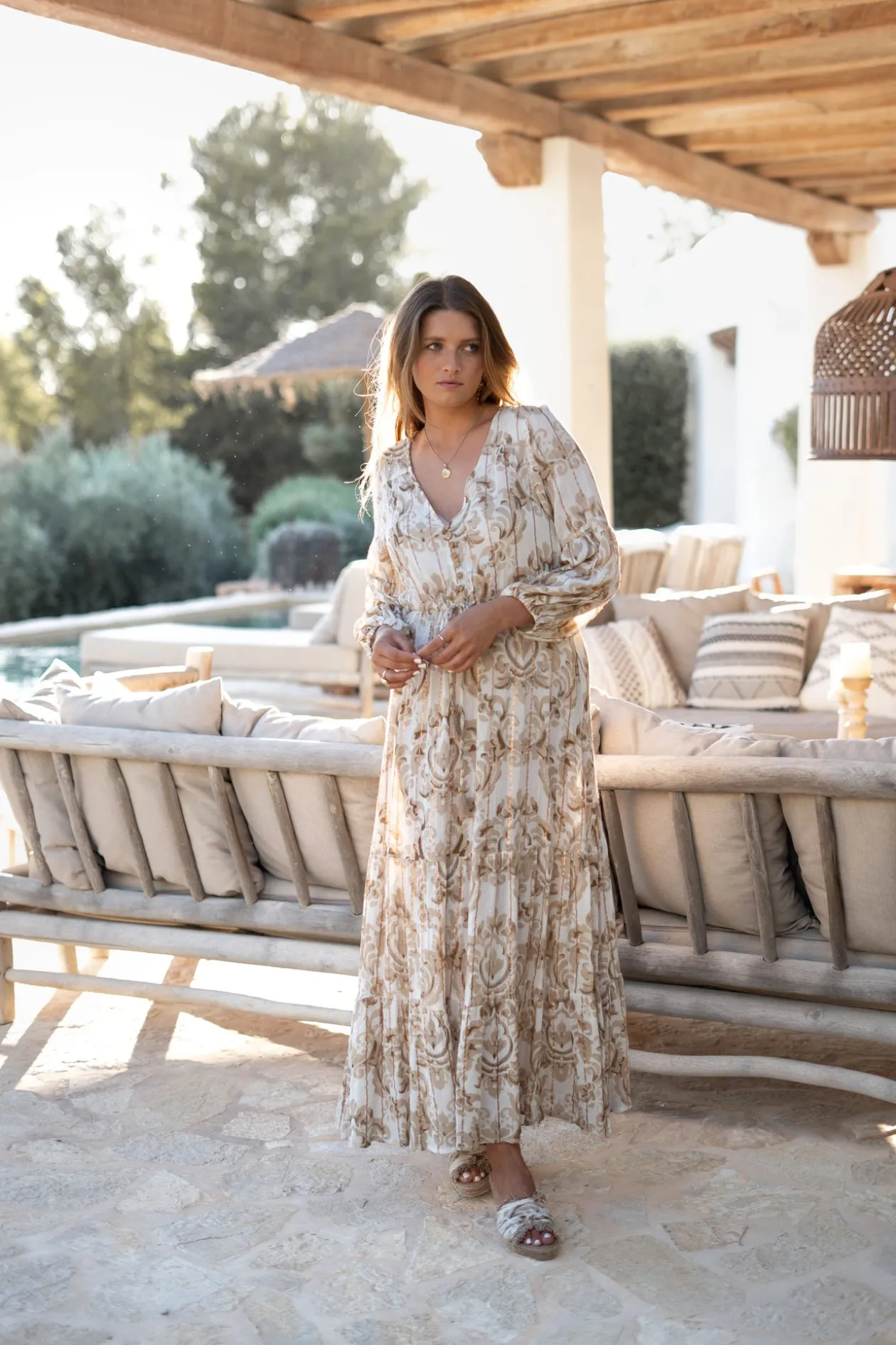 Robe Gloria Baroque Blanc Imprimé
