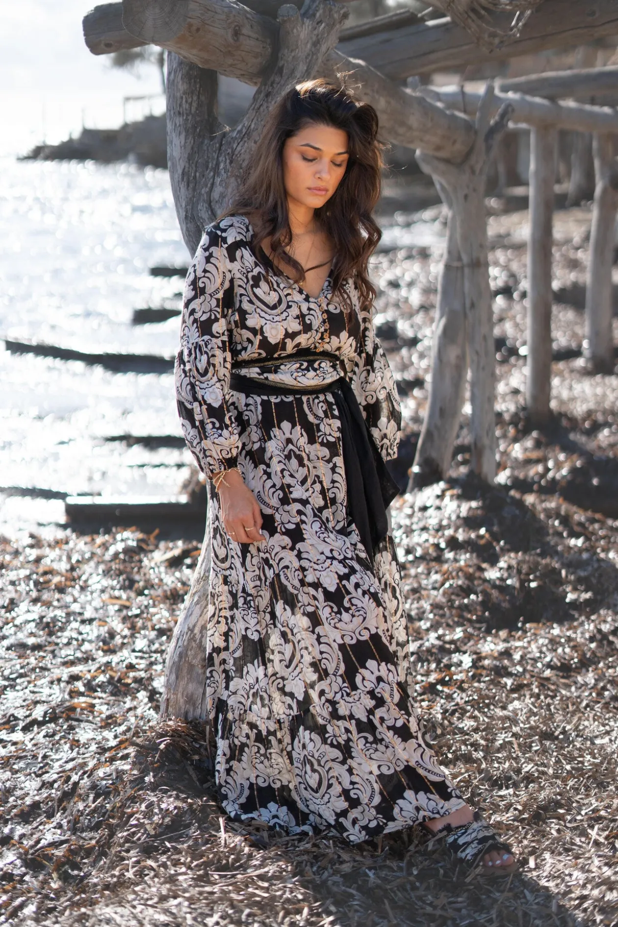 Robe Gloria Baroque Noir imprimé