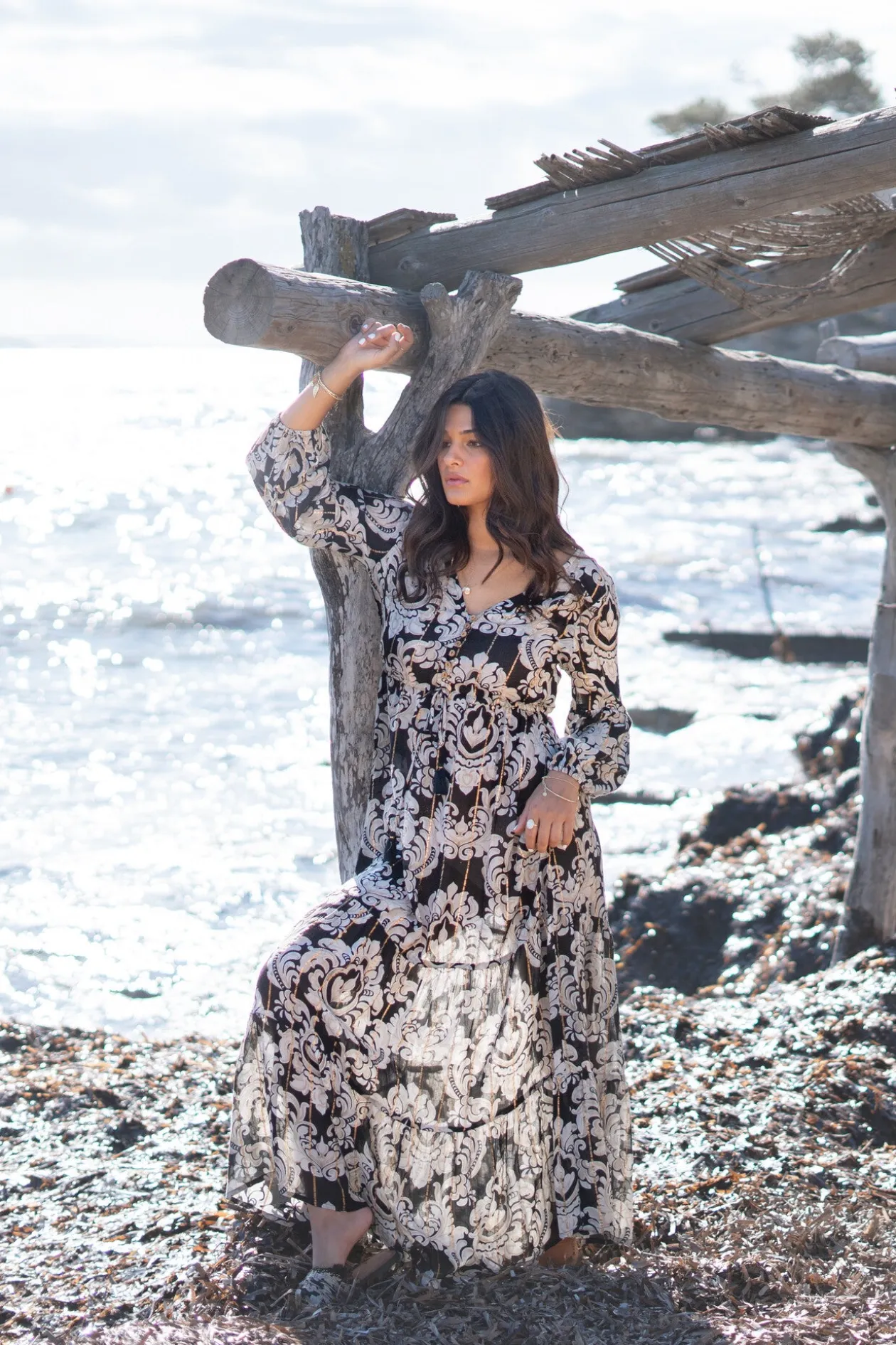 Robe Gloria Baroque Noir imprimé