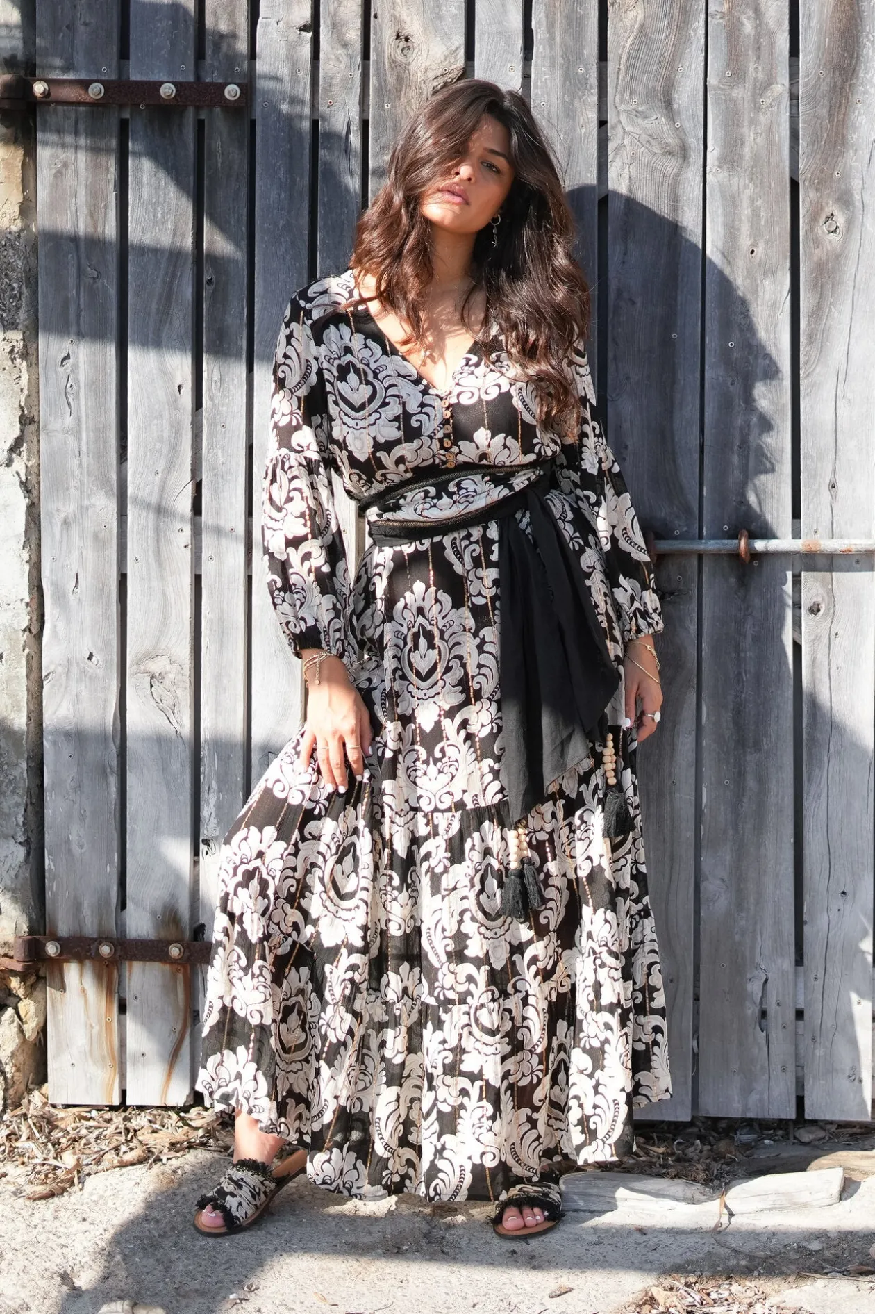 Robe Gloria Baroque Noir imprimé