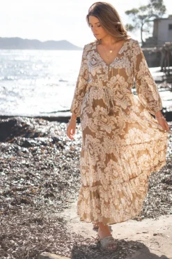 Robe Gloria Baroque Taupe imprimé