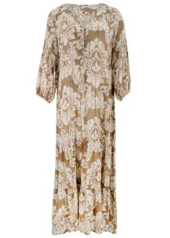 Robe Gloria Baroque Taupe imprimé