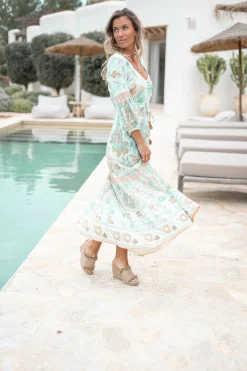 Robe Gloria Flower Aqua