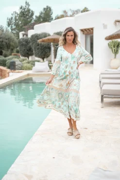 Robe Gloria Flower Aqua