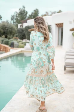 Robe Gloria Flower Aqua