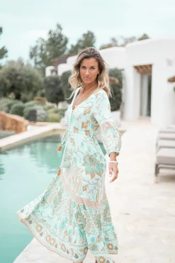 Robe Gloria Flower Aqua