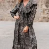Robe longue à volants Sparkle Black Gold
