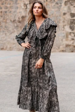 Robe longue à volants Sparkle Black Gold