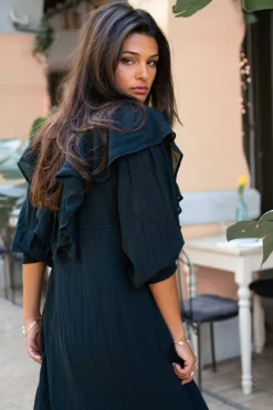 Robe longue à volants Sparkle Noir