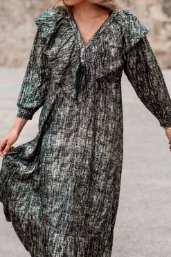 Robe longue à volants Sparkle Black Gold